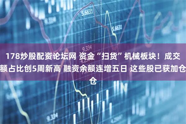 178炒股配资论坛网 资金“扫货”机械板块！成交额占比创5周新高 融资余额连增五日 这些股已获加仓